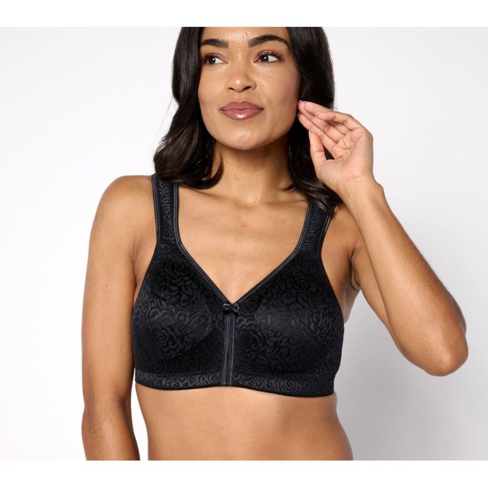 Breezies Women's Bra Sz 42B Wild Rose Seamless Wirefree Support Black